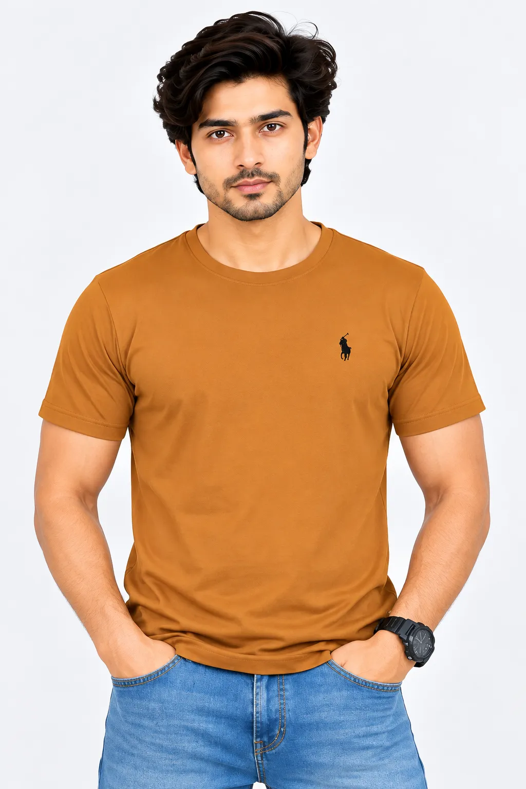 SOLID ROUND NECK CASUAL T SHIRT (POLO)