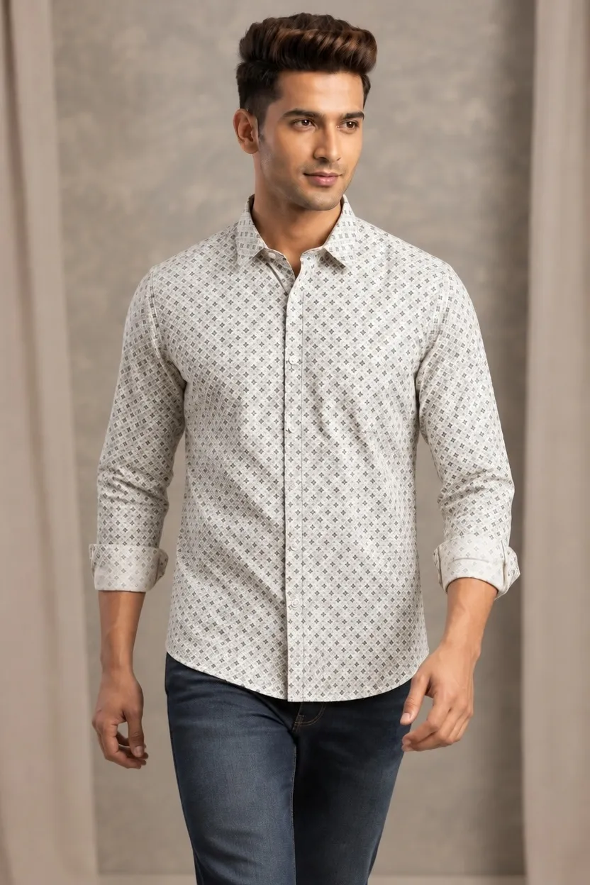 PREMIUM GEOMETRIC PRINTED FULL SLEEVE SHIRT